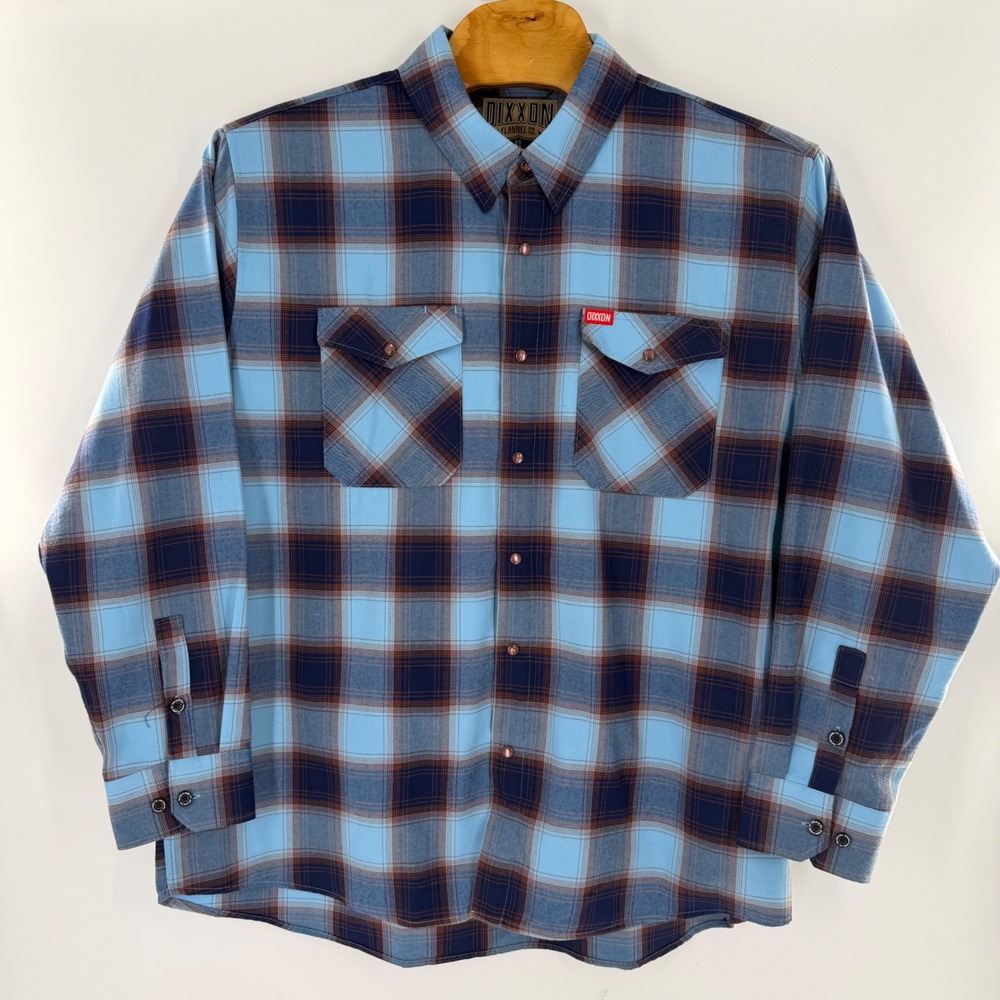Dixxon Flannel Co The Riveted Blue Brown Plaid D-Tech Shirt Mens 3X